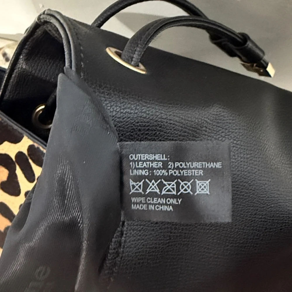 DUNE LONDON GENUINE CALF HAIR SAFFIANO LEATHER CHEETAH LEOPARD BACKPACK